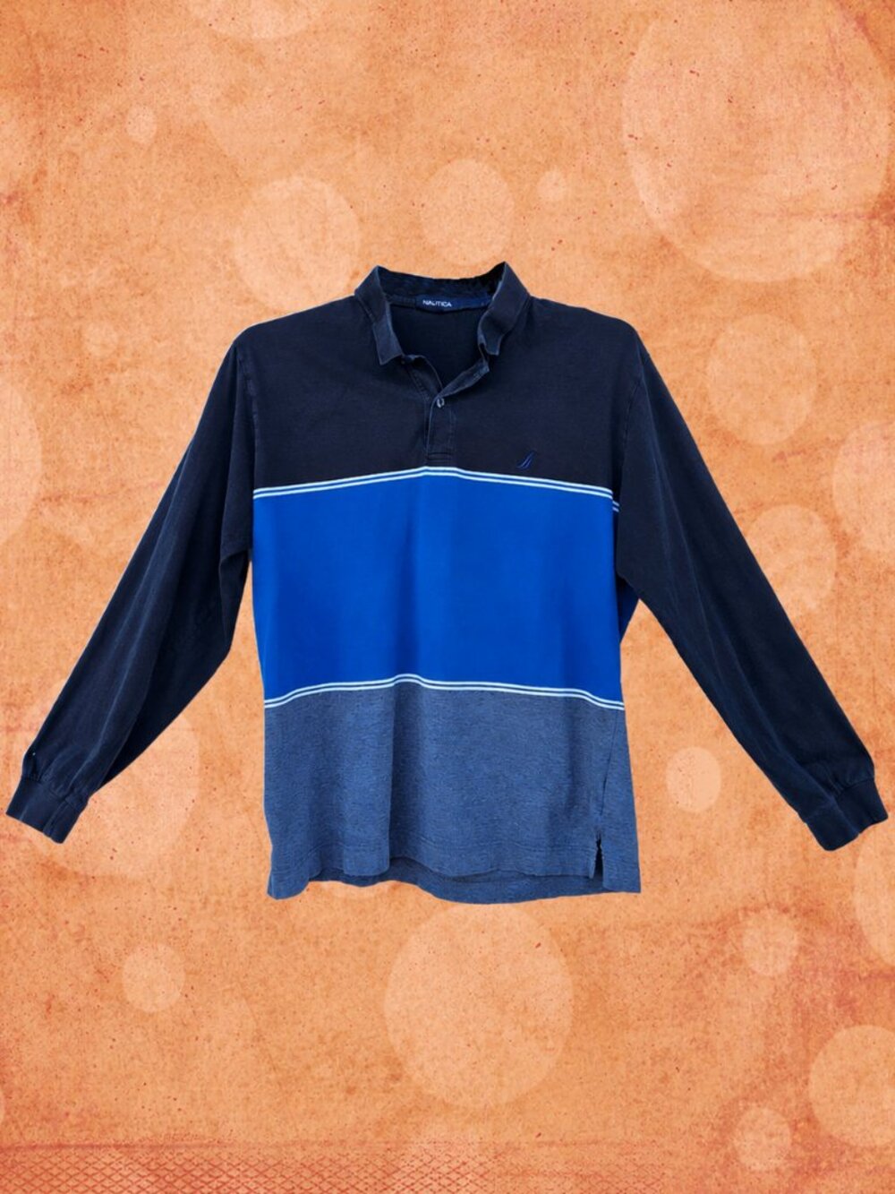 Nautica Classic Fit Men's Rugby Long Sleeve Polo Shirt - L